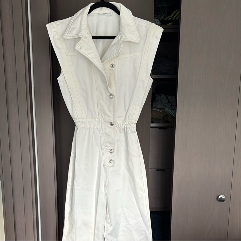 White Sleeveless Denim Jumper